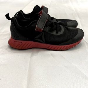 Boys size 3 black and red Reebok sneakers